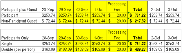 WAAC Annual Meeting--Asilomar price schedule